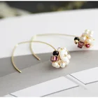 Hoop Pearl Earrings Diamond Pearl Earrings Gold Earrings Hoop