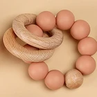 Eco Friendly Baby Beech Wood Ring Eco Friendly Silicone Baby Beads Bunny Finger Teether Newborn 2021