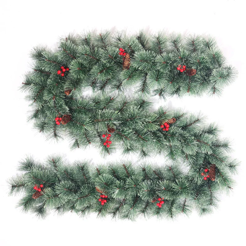 Popular Luxtry Custom 270cm Pine Shape Pvc Red Berry Christmas Pine Cone Garland for Decoration details