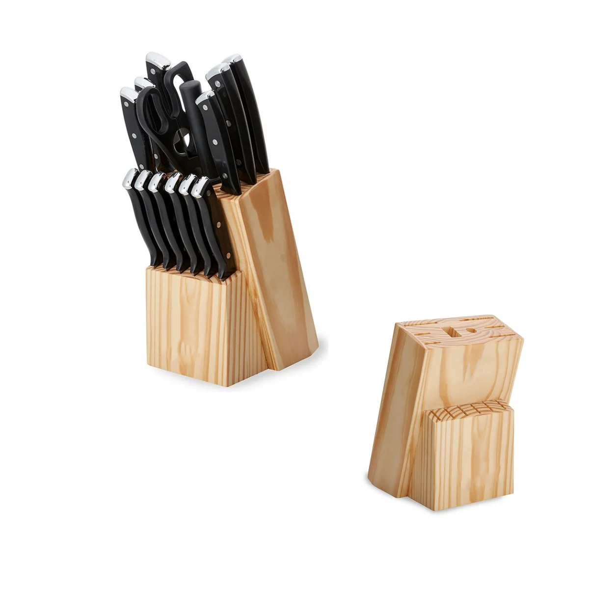 Sale 14 Slot Wood Countertop Knife Set Block Organizer with Wide Slots