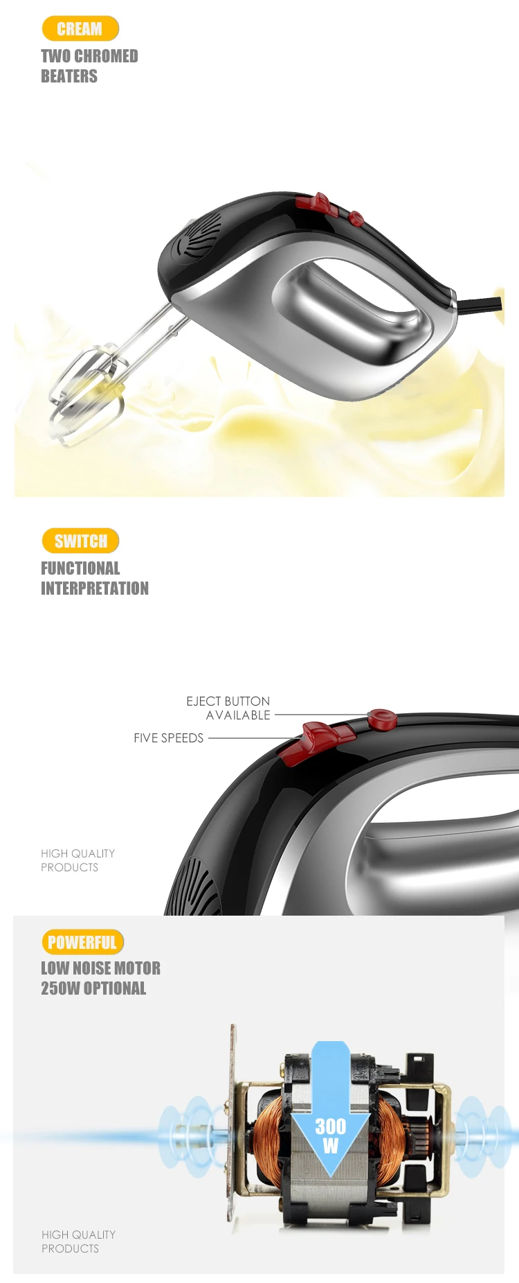 Misturador industrial da mão do alimento do misturador da imersão da beleza comercial