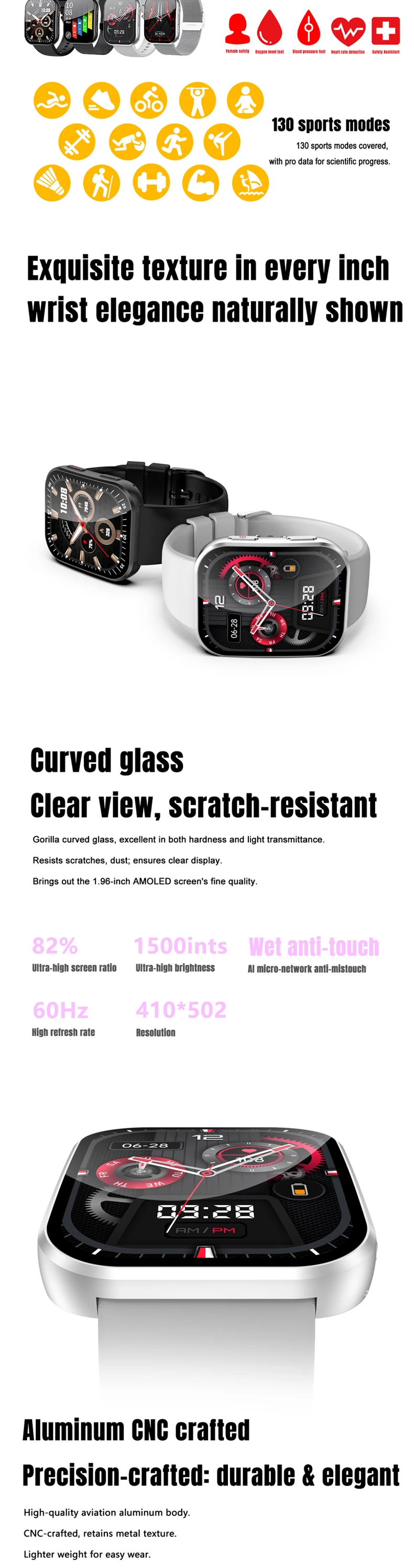 new arrival thin smart watch km70 for men women 196inch amoled screen chip at3085s aluminum alloy case bt call fitness tracker-6