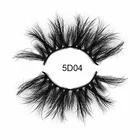 Eyelash Black Whosale 5D04 Mink 5D 25mm False Eyelash Faux Mink Silk Black Cotton Customized