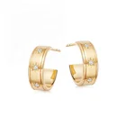 Gold Earrings Gemnel Fashion Brass 18K Gold Trendy Starburst Diamond Hoop Huggie Earrings Women