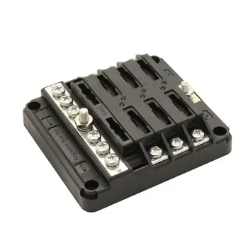 6 Circuit Fuse Block Holder with Red LED Indicator light For Auto Car Marine Boat with Negative pole