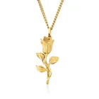 Necklace Custom Enamel Earrings Trendy Gemnel High Quality Men 316l Stainless Steel Gold Plated Rose Flower Necklace Men