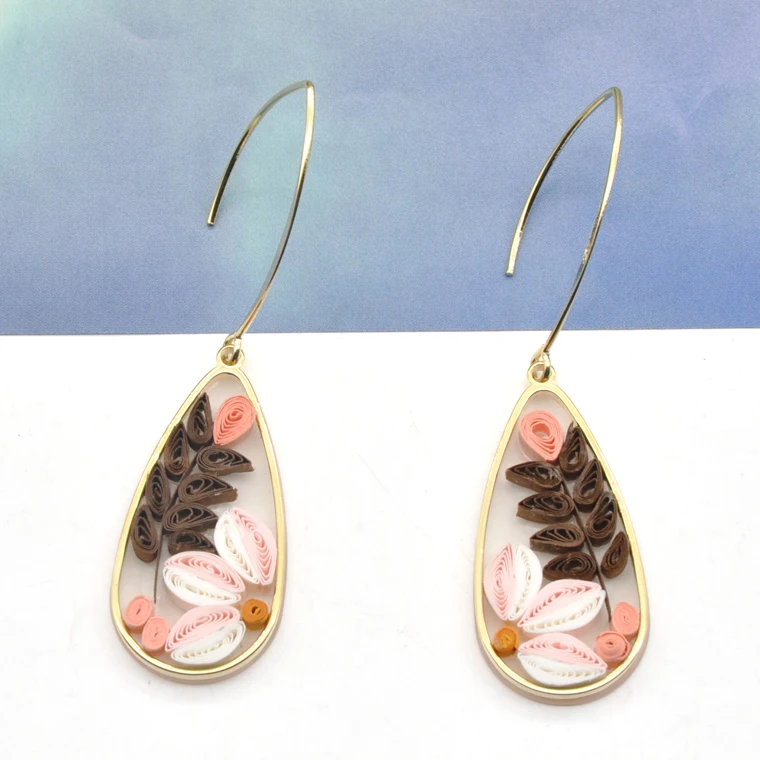 Newest craft folding paper colorful fish hook earrings