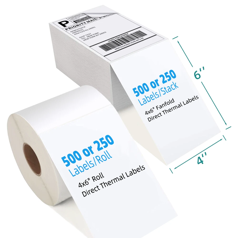 HotLabel 4X6 Direct Thermal Shipping Labels for Packages 700 4x6 Labels Clear Shipping Address Labels Perforated Stickers Labels for Printer Waterproof White Strong Adhesive Shipping Labels