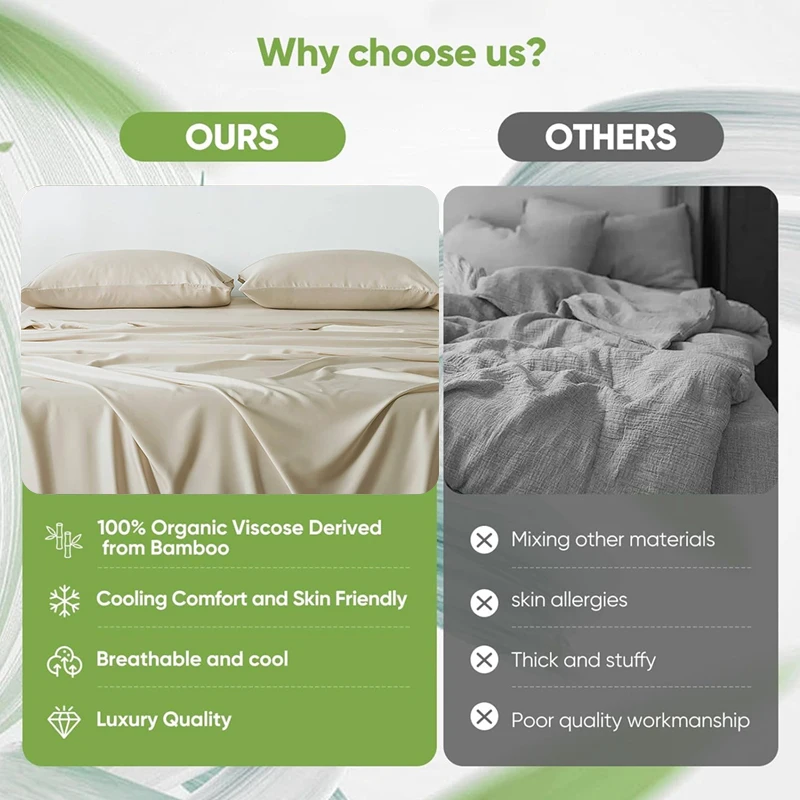 product custom oeko 4pcs king size 300tc soft cooling pure bamboo bed sheet set-4