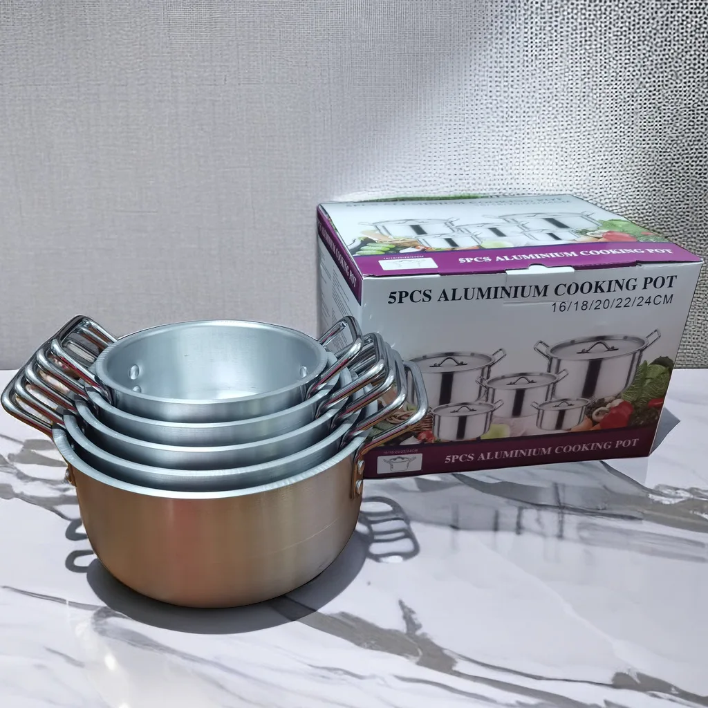 Hot Sale Restaurant Soup Pot Aluminum Cookware Stock Pots Cooking Ware Set Aluminum Cooking Pot Set