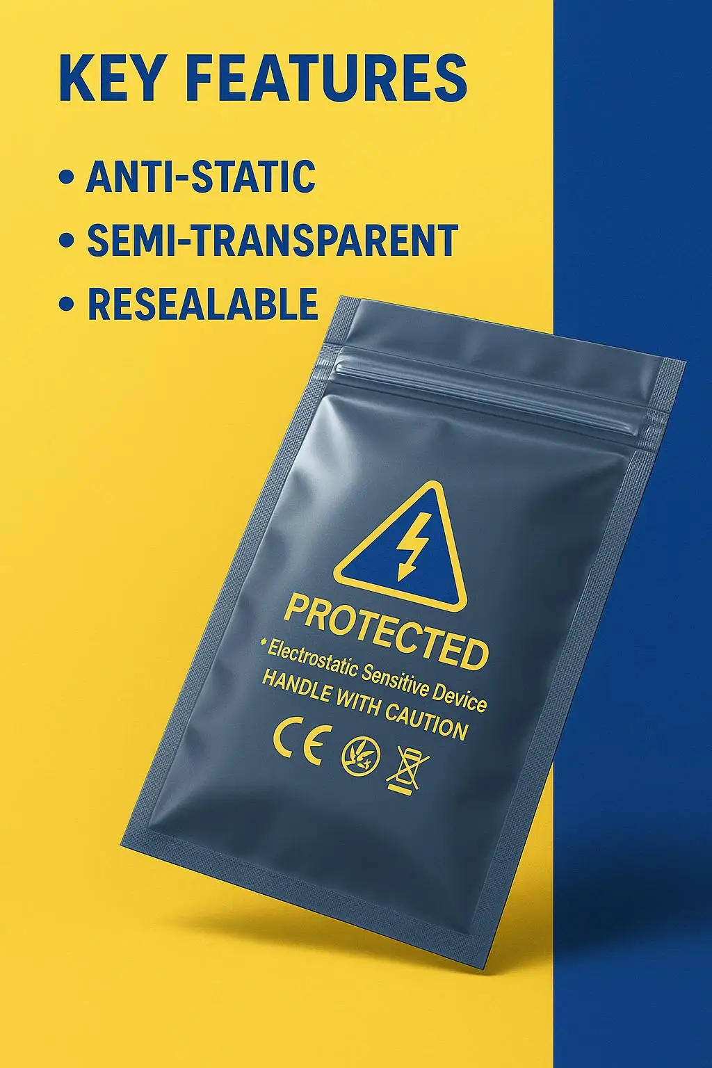 Custom Printed ESD Shielding Cleanroom Bag with Ziplock for Moisture Barrier Electronic and Mobile Phone Packaging - detail 5