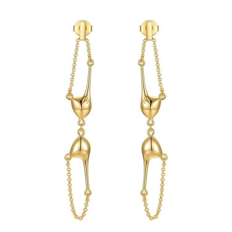 High Quality 18K Gold Plated Brass Jewelry Eardrop Bra Shape Design Accessories Drop Earrings E211257