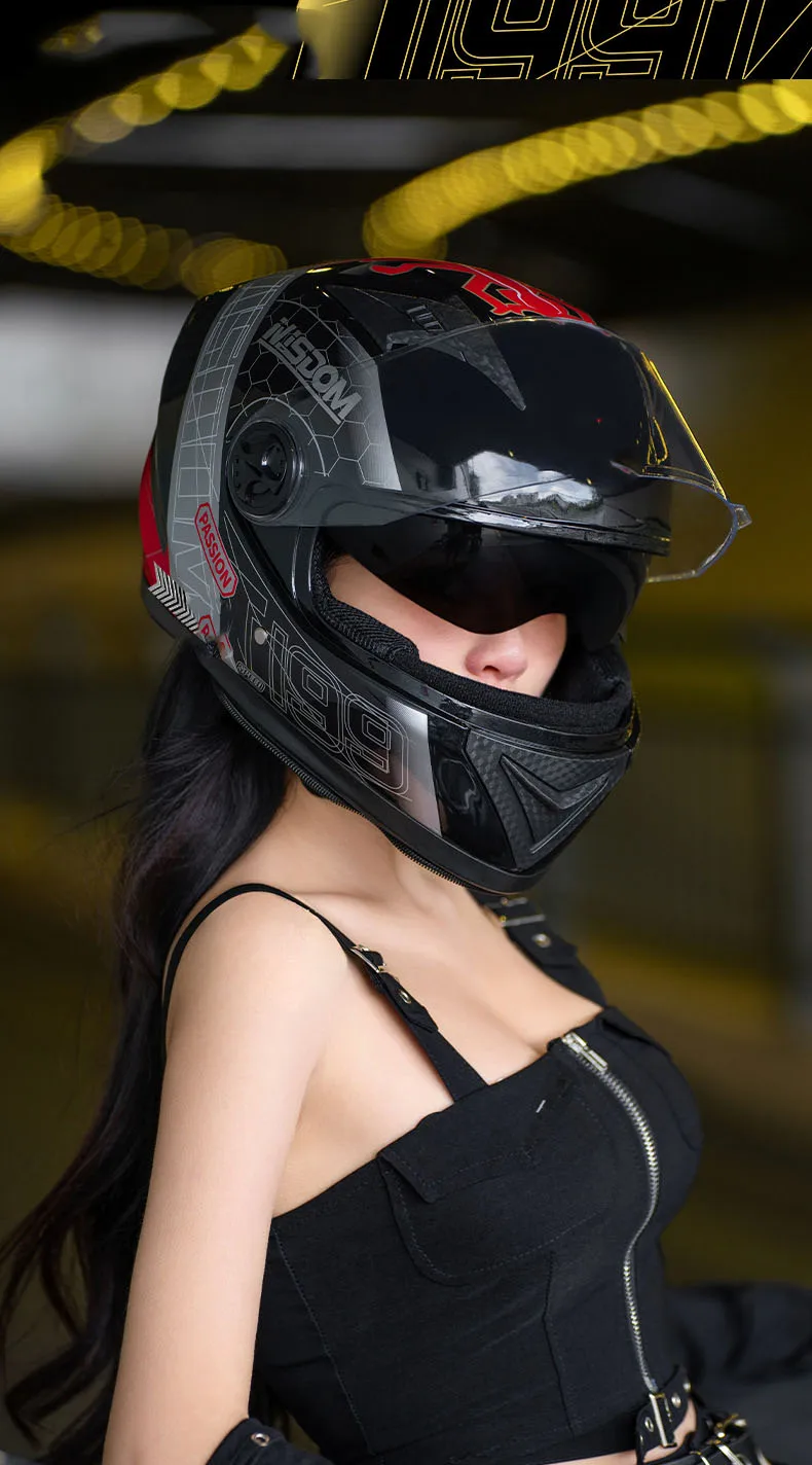 New 3C Certified DOT Approved Full Face ABS Motorcycle Helmet with Double Transparent Mirrors All Seasons