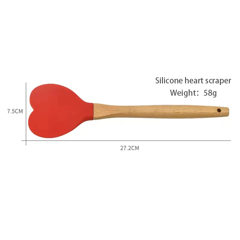 New Products Home and Kitchen Accessories Heat Resistant Food Grade Silicone Kitchen Utensils Heart Shape Cheap Cooking Spatula