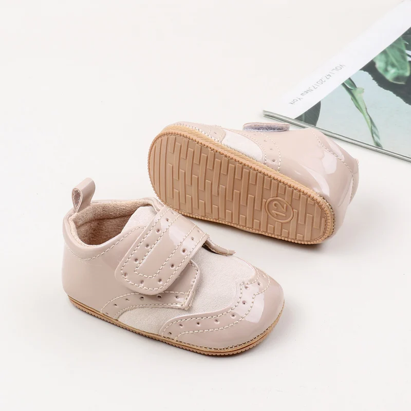 New Arrival Anti-Slip TPR Soft PU Baby Dress Shoes with Flat Outsole for Boys and Girls Tollder Baby Walking Shoes 0-15M details