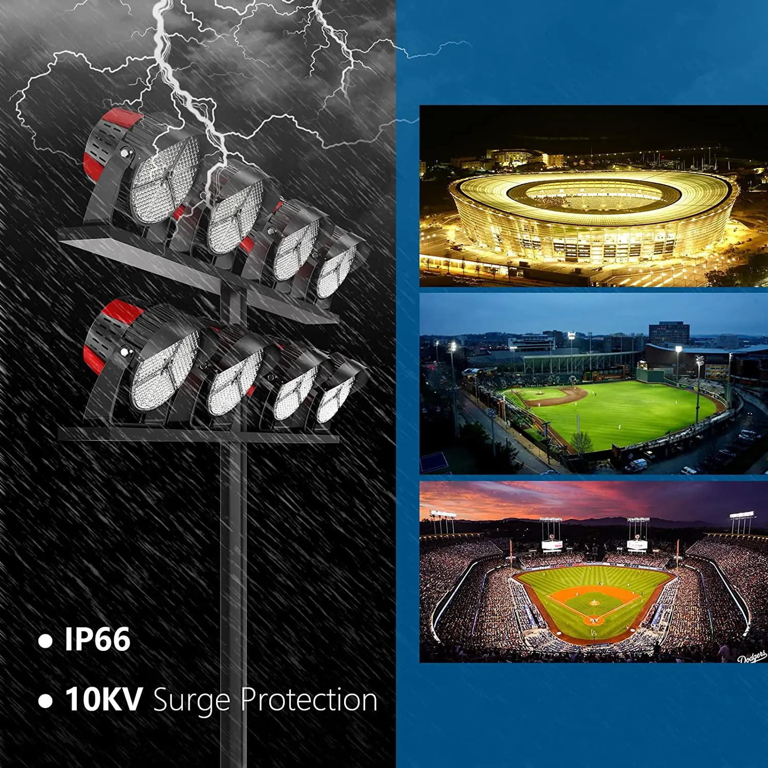 500W Stadium Flood Light Super Bright 75000lm IP65 Waterproof Outdoor Football Field High Mast Led Sports Light