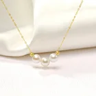 Pearl 18k Solid Gold Fashion Jewelry AU750 Pearl Real 18k Solid Gold Necklace