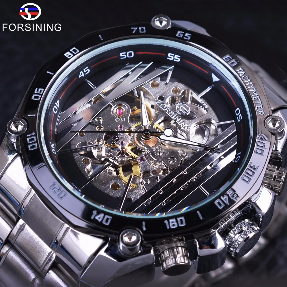 silver mechanical watch