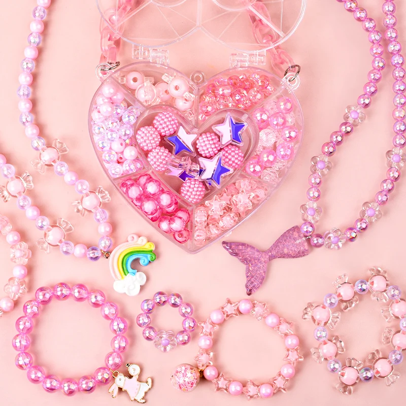 Wholesale Girls Pink Acrylic Beads For Jewelry Making Jewellery Craft Handmade Beads