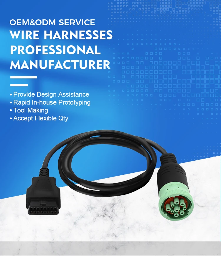 product factory black bod2 obd j1939 can bus cable sae j 1939 eld cable-2