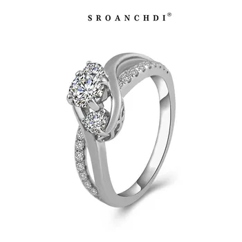 Factory Customized Original Factory #SRO256 diamond ring 18k white gold ring 5mm 0.5carat moissanite diamond wedding ring
