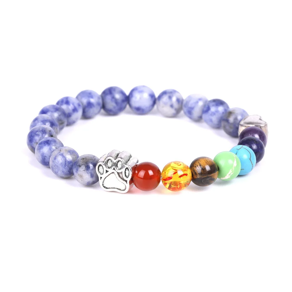 Luxury Planet Beaded Jewelry Bear Hand Heart Lovers Balance Energy 7 Chakra Reiki Healing Natural Stone Yoga Beads Bracelet