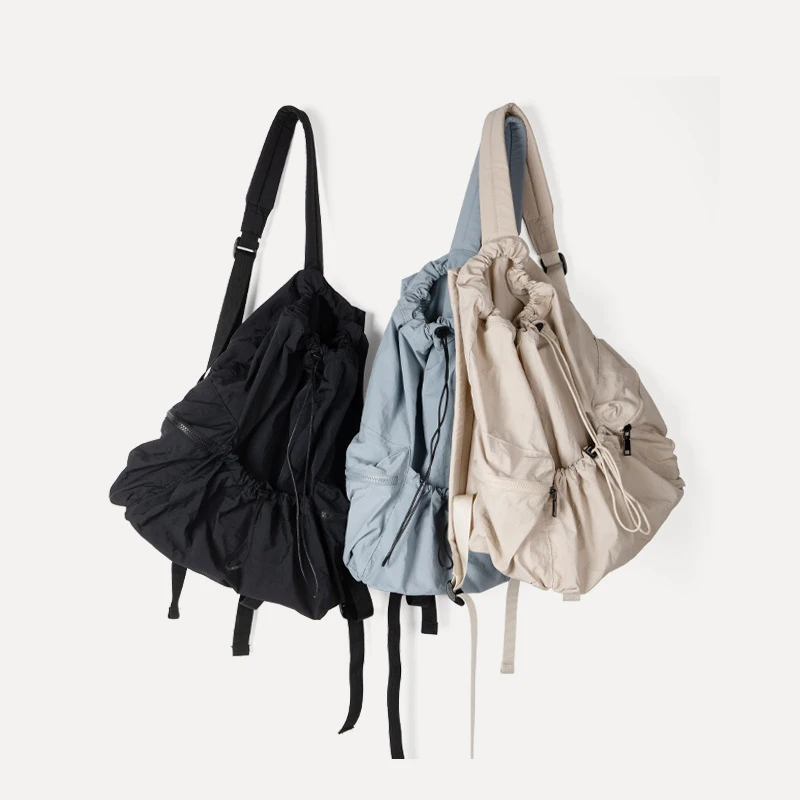 Custom Nylon Leisure Travel Hiking Simple Casual Student Schoolbag Large Capacity Lightweight Drawstring Nylon Backpack
