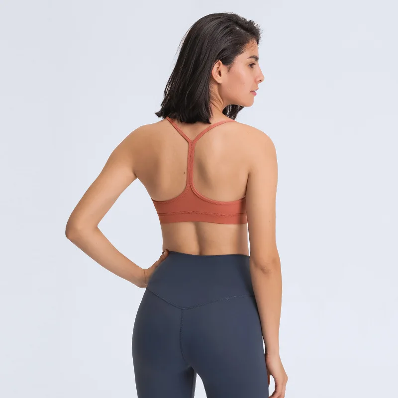 Wholesale New Design Nude Feeling High Impact Workout Tops Women Racer Back Shockproof Yoga Tops Sports Bras For Women Athletes