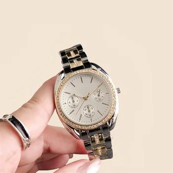 2024 hip hop iced out black silver gold cvd inlaid full lab diamond brand crown quartz watches women luxury Promotional watch