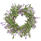Purple 18'' 20'' 22'' Wreath Artificial Purple Flower With Green Leaf Wreath
