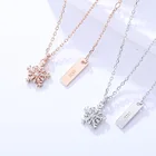 Sterling Silver Silver SKA S925 Sterling Silver Necklace Rose Gold Plated Chain Snowflake Pendant Necklace