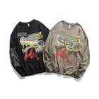 Black Printed Men Custom Black Crewneck Printed Sweatshirt Long Sleeve Hoodie Man