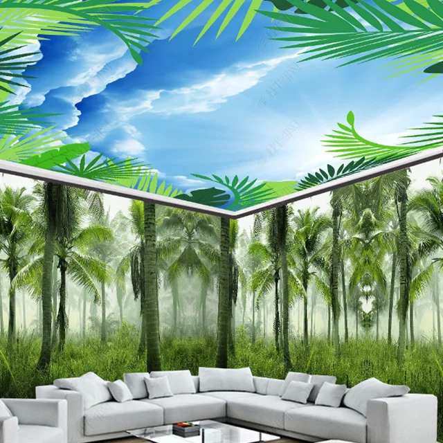 High Quality Tropical Forest Natural Relaxing Background Wall Ceiling  Wallpaper - Buy Ceiling Wallpaper,Wallpaper 3d Interior Decoration,Panneau  Mural 3d Product on 