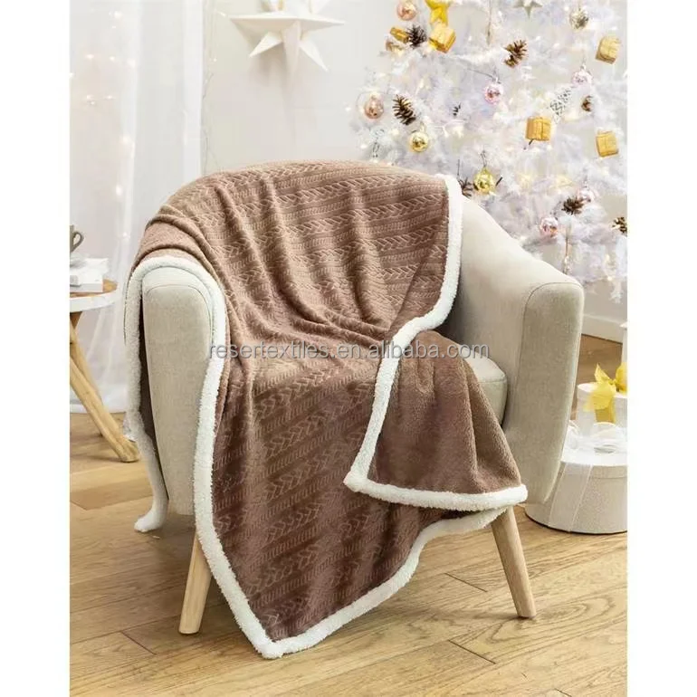 100% Polyester Lamb Wool Inspired Woven Raschel Technique Nap Shawl Blanket Modern Style Office for Spring Autumn Winter