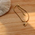 2021 Trendy Fashion Engrave Logo Gold Plated Round Coin Disk Pearl Beaded Stainless Steel Bracelet