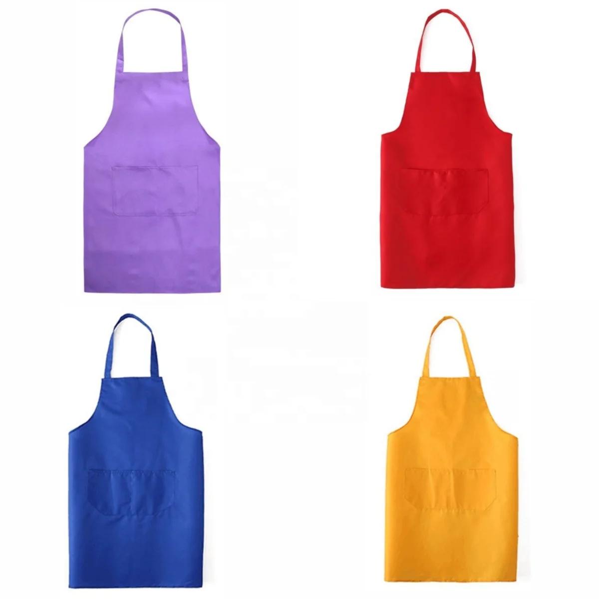 Factory Manufacturer customized plain kitchen aprons bib wholesale blank chef apron printed logo in cotton 2-pocket