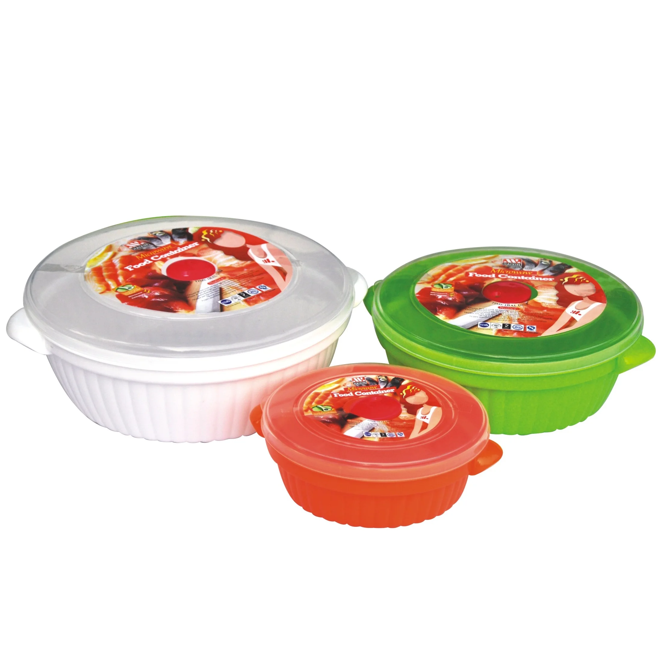 Food Container 1.7L reusable takeout containers easy open plastic Round microwave food container with handle