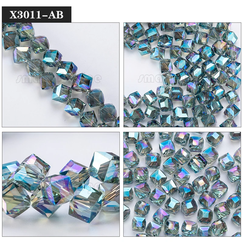 product 10mm austria diagonal hole cube square beads for bracelet making women diy accessories blue glass crystal beads wholesale-45