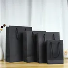 Black Tote Shopping Bag Standard Size Foldable Black Thick Paper Tote Shopping Bag