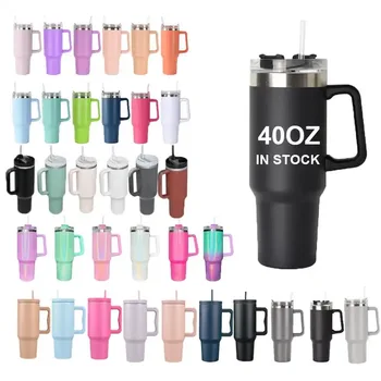 Large Capacity 40oz Handle Mug with StrawDouble Layer Stainless Steel Vacuum Cooler Mug
