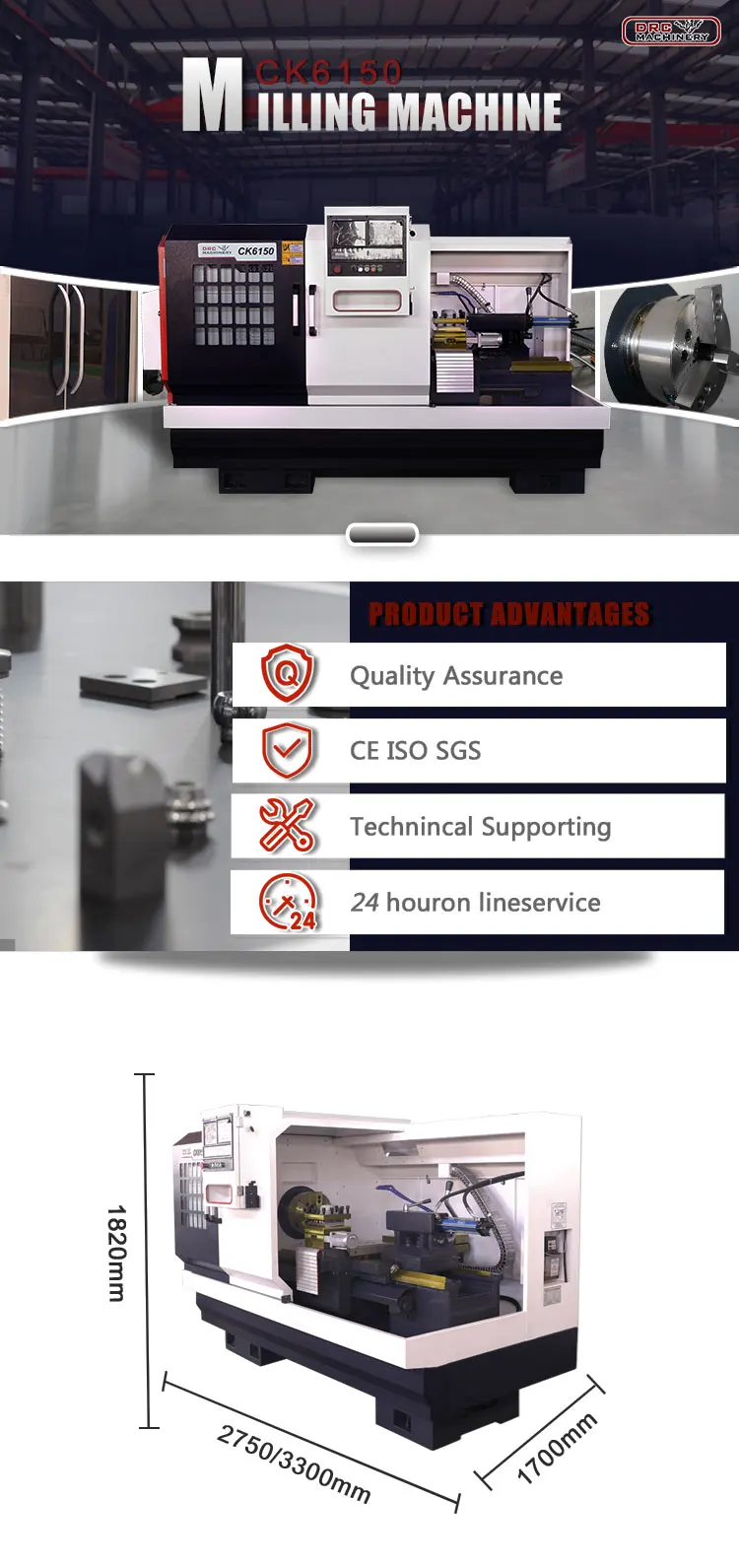 Automatic CNC LATHE CK6150 cnc lathe ck6150 Japan Fanuc GSK SIEMENS cnc turning lathe center With CE