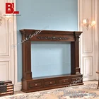 Item 328A Elegant Classic Modern Simple Design Resin Carving Decoration With Store Drawer Fireplace TV Wall