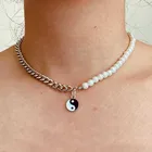 Pendant Jewelry Hip Hop Tai Chi Gossip Lobster Clasp Pearl Necklace Yin Yang Beads Charm Pendant Jewelry