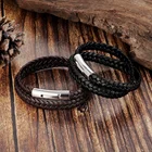 Wrist Female Bracelet China Factory Cheap Male Female Genuine Leather Weaving Wrist Bracelet Magnetic