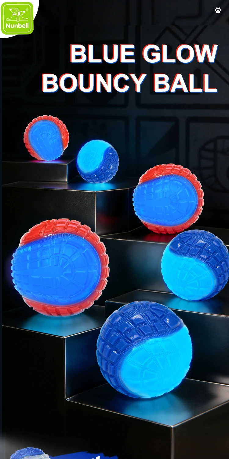 Eco-Friendly High Quality Outdoor Sport Dog Toys Glow-in-the-Dark Interactive Squeaky Training Play Ball-Durable Rubber for