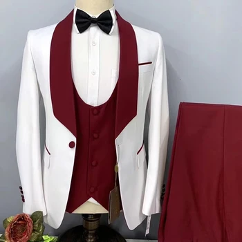 OEM Tailor-Made Wedding Men Dress Suits Slim Fit Tuxedo 3 Pieces Suits Groom Prom Blazer Terno Masculino Suits for men purple