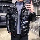 Black Jacket 2021 Fashion Black Shiny Winter Quilted Padded Puffer Coat Men's Duck Down Jacket