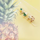 Earrings Clip Earring Set Kid Earrings Invisible Cushion Clip No Piercing Crystal Pineapple Cherry Coconut Earring Set