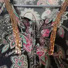 Sequin Geometric Abstract Light Cooked Quarter Length Long Sleeve Shirt