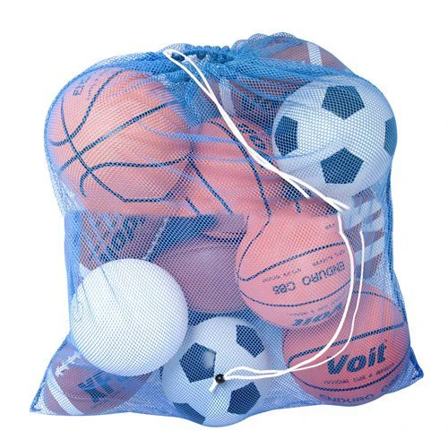 High quality mesh gym sack packaging drawstring blue soccer football net beach toy bag for gym